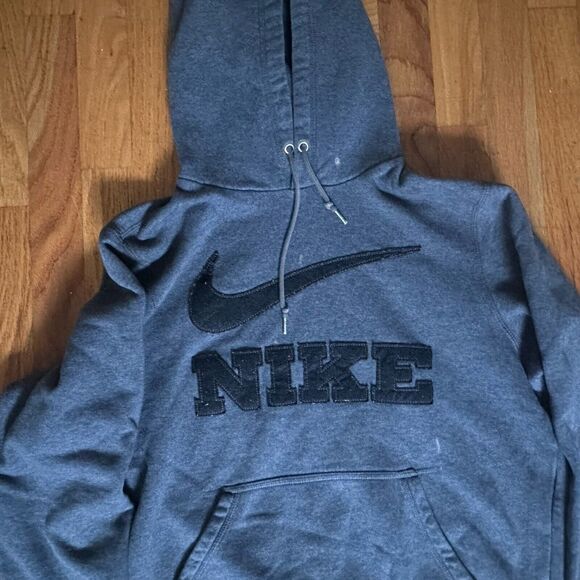 NIKE Hoodie Gray Men's S The Athletic Dept Y2K Spell Out Swoosh Pullover Sweater - Picture 7 of 16